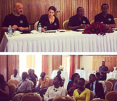 A group of designers and organisers from Uganda and New York addressing journalist during a press conference. Photo/Solomon Muleyi newvision