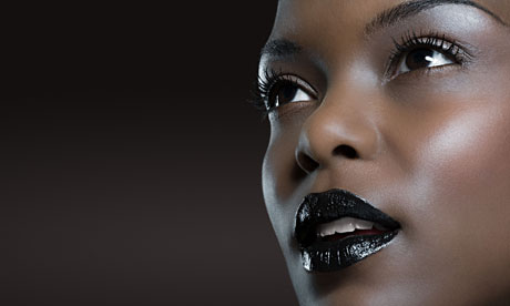 Woman with black lipstick