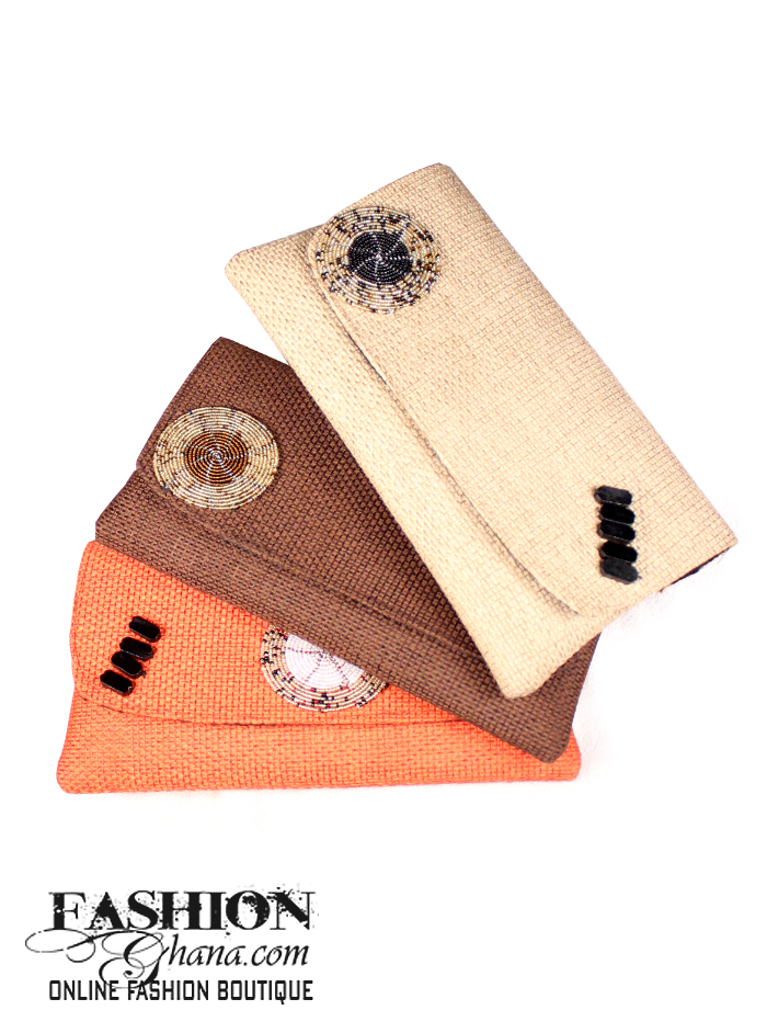 Kenyan Jute Clutch Bags With Circular Beaded Design