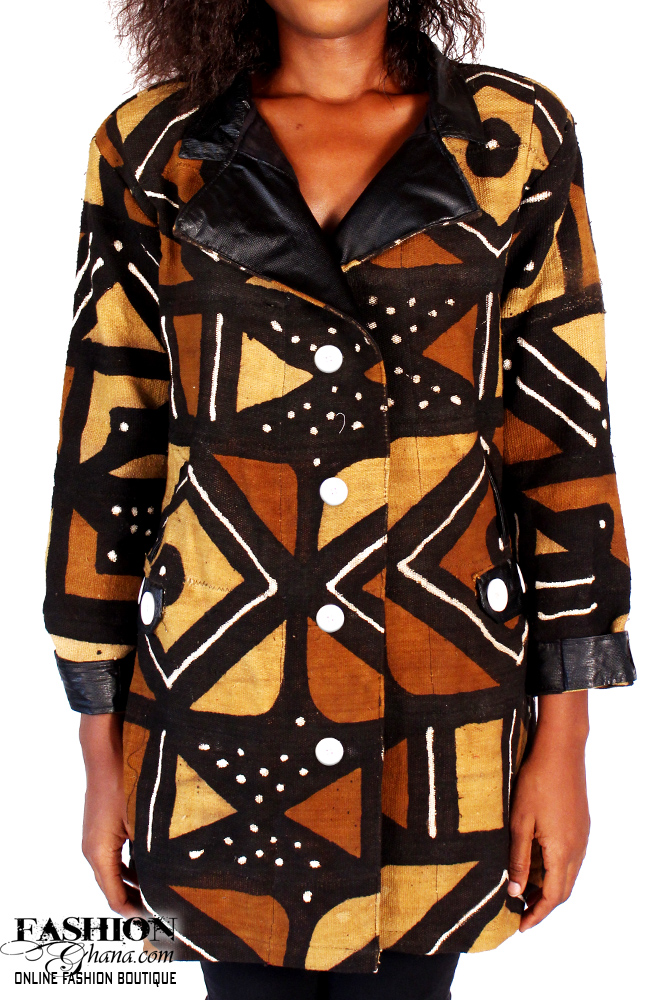 Mud Cloth Trench Coat In Midi Length 100 African