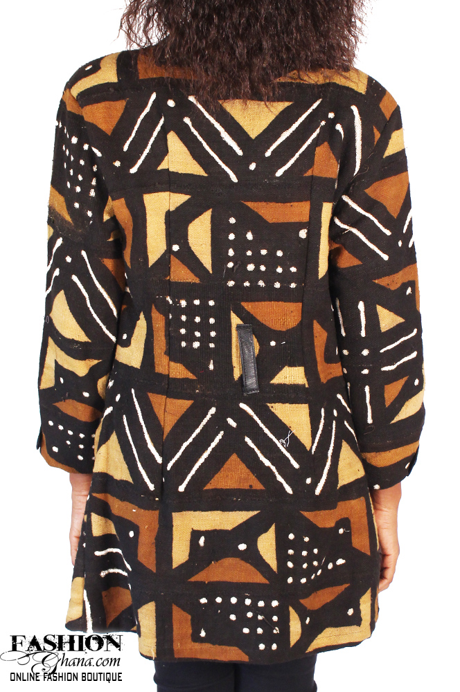 Mud Cloth Trench Coat In Midi Length 100 African