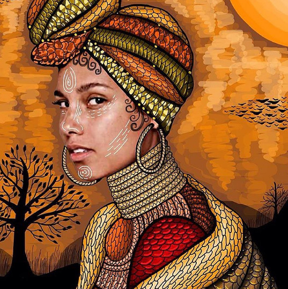 @aliciakeys drawing by @thick_east_african_girl