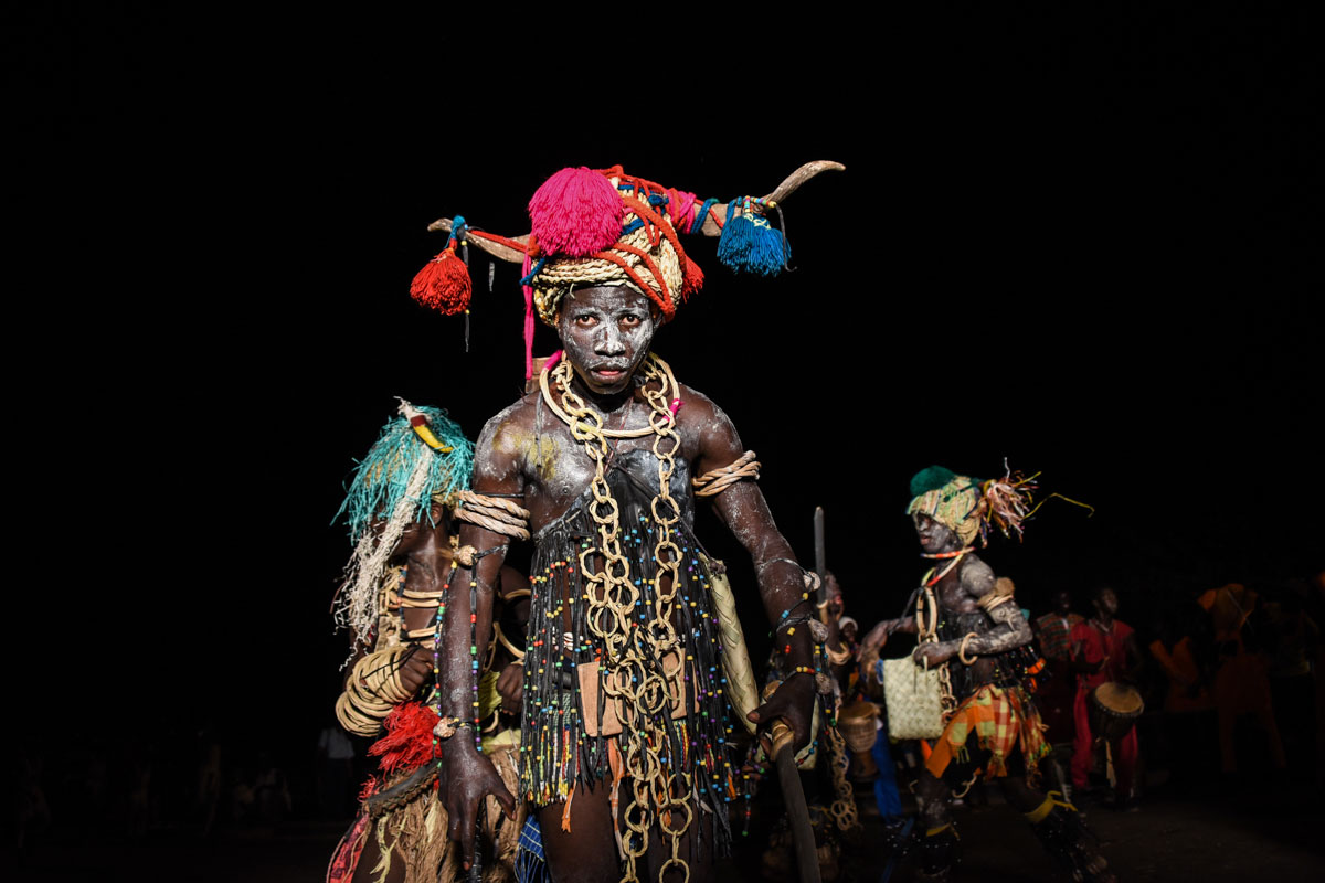 A group performs a traditional dance from the Bijagos ethnic group in Bissau. [Ricci Shryock/Al Jazeera]