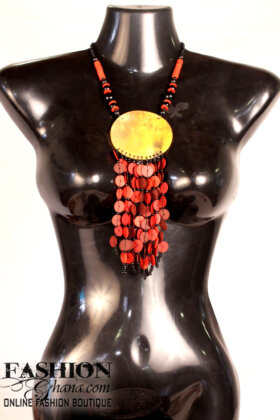 Ivory Horn Pendant Necklace With Cofi Fringe