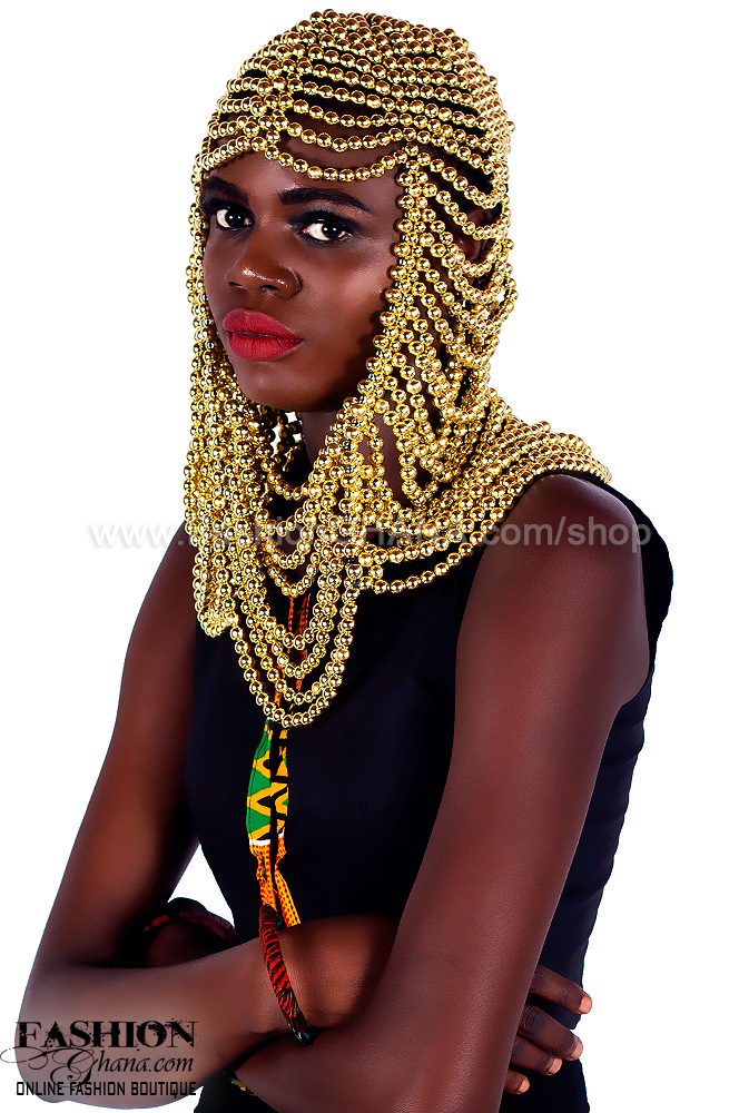 Gold Plaited Beaded Coif