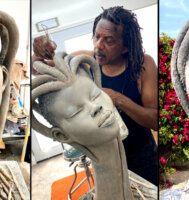 PICS: Meet The Amazing Sculpturer Chukesart Whose Work Is Dominated By African Beauty Features & Medusa Like Coiffure