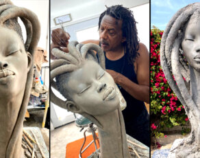 PICS: Meet The Amazing Sculpturer Chukesart Whose Work Is Dominated By African Beauty Features & Medusa Like Coiffure