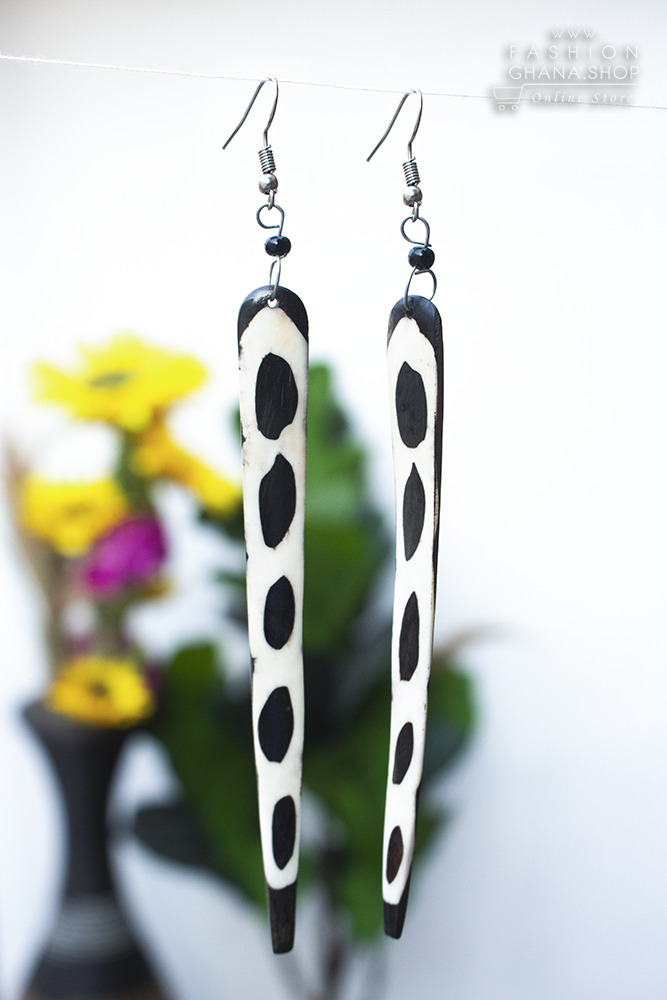 Long Dotted Ivory Earring