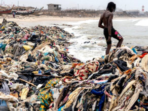 PICS: Millions Of UK Clothes Washed Up On Ghana’s Beach As Gvt Continues To Allow 2nd Hand Clothes To Destroy Our Economy