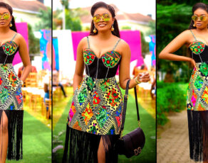 #OOTD: Kie Kie Makes A Grand Statement In Her African Print Long Fringed Sweet Heart Dress