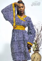African Print Kimono Dress With Bell Sleeves