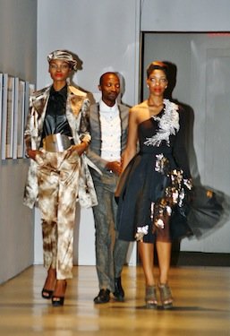 South African fashion designer Thula Sindi displays his mineral-inspired designs at the National Museum of African Art's "Earth Matters, Fashion Matters" showcase on Feb. 23.